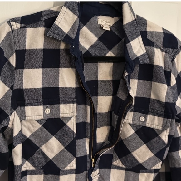 J. Crew Factory Blue and White Plaid Button Down Shirt - Picture 2 of 3